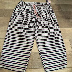 HANES SLEEPSOFT WOMENS PAJAMA PANTS NEW 2X PETITE NEW PINK AND BLUE STRIPES